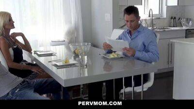 PervMom Horny Blonde Milf Jerks Stepson At Table on pornmilftube.net