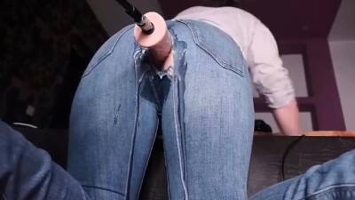 Machine Dick through her Jeans makes Mom Cream so Hard on pornmilftube.net